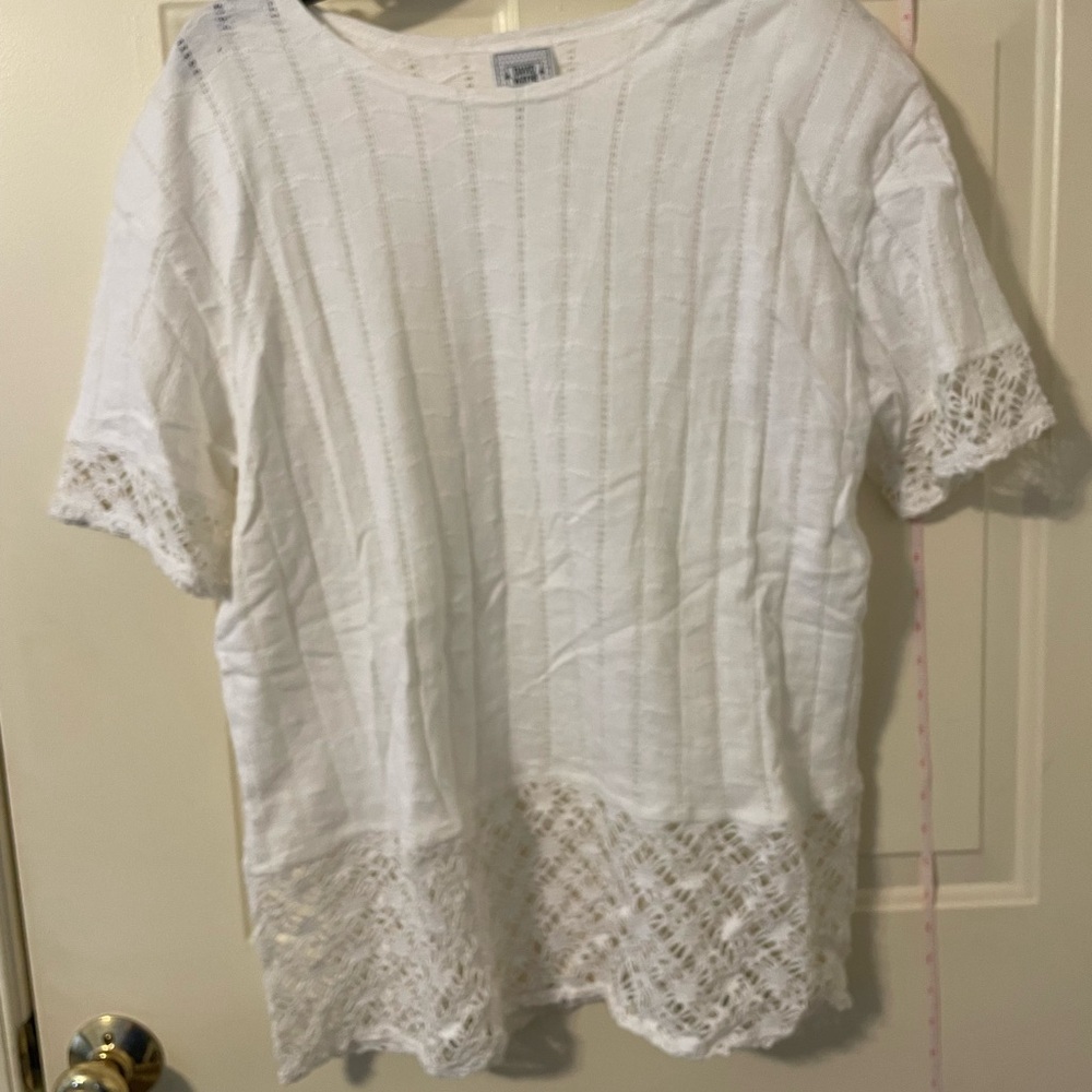 White Ribbed Embellished Blouse